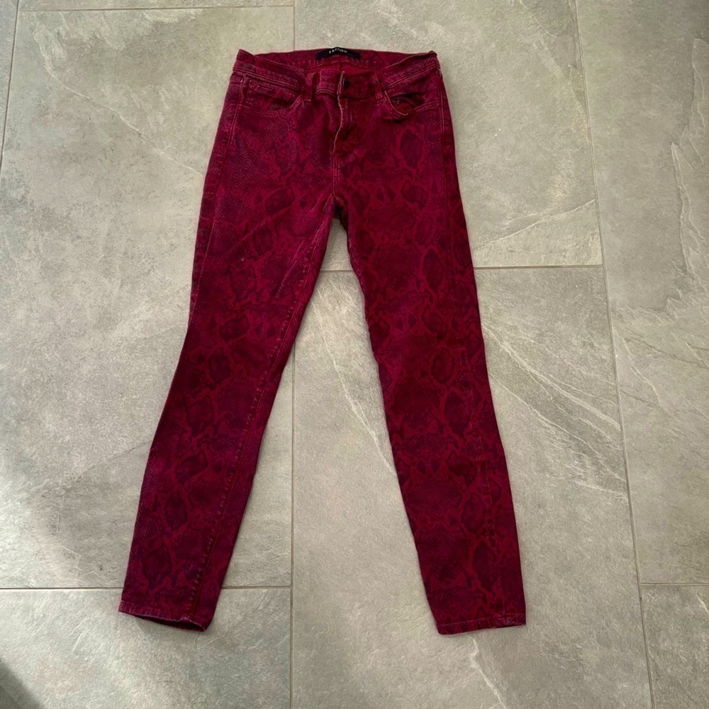 JBRAND oxblood snakeskin skinny cropped jeans size 26